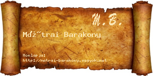 Mátrai Barakony névjegykártya